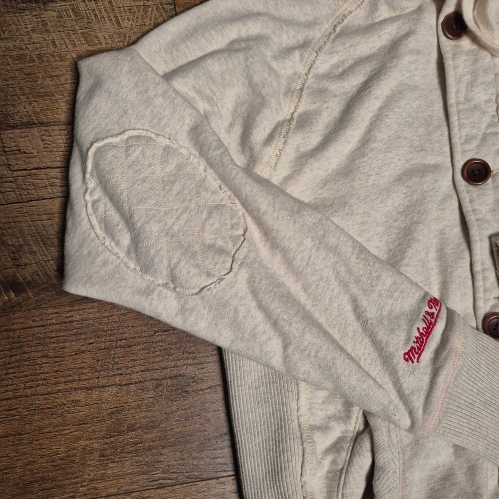 Philadelphia Phillies Hoodie Jacket Mitchell & Ness Cooperstown Mens L Cream MLB - Picture 2 of 12